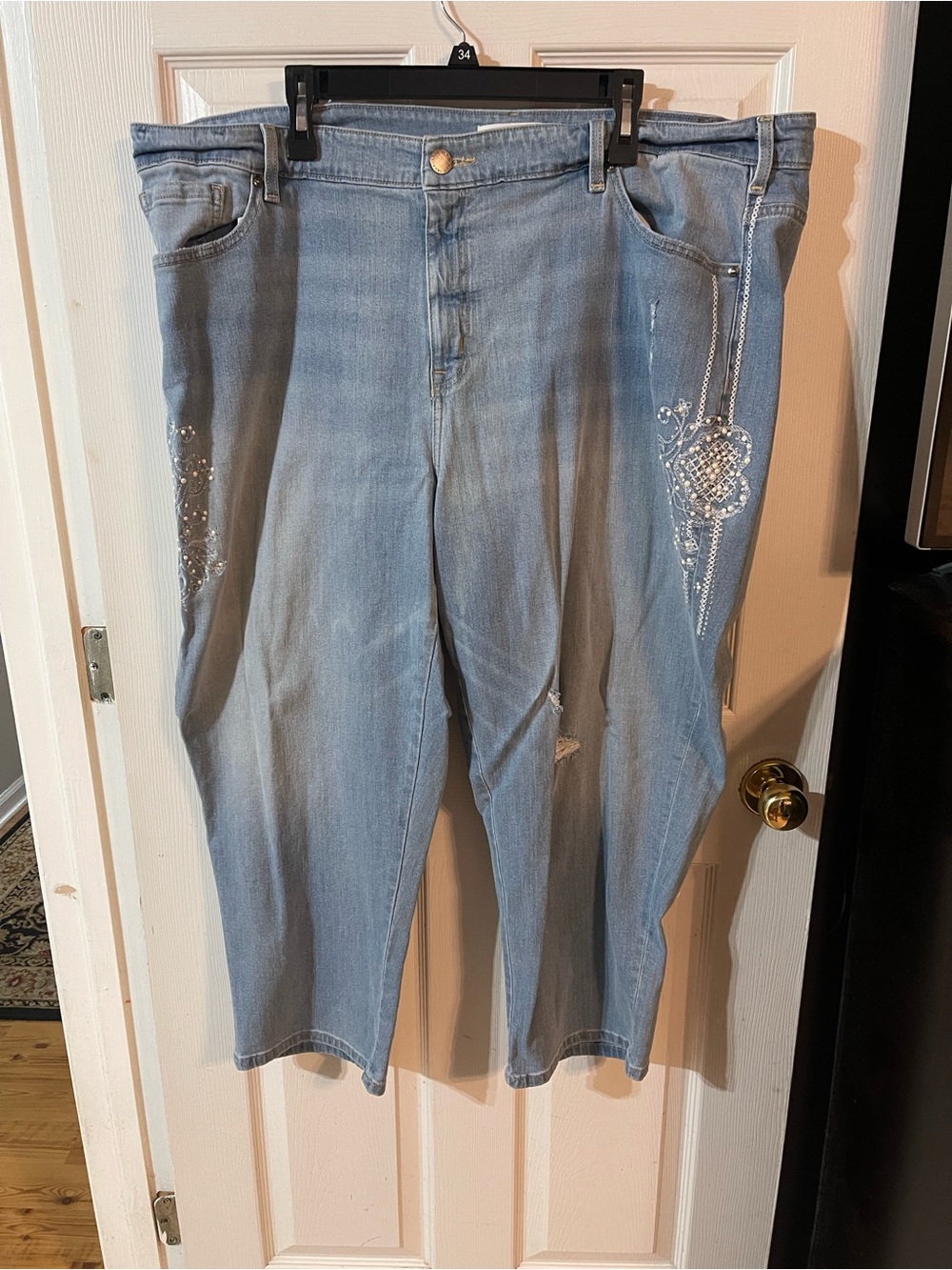 Lane Bryant Light Blue Denim Jeans with Red Nail Accent